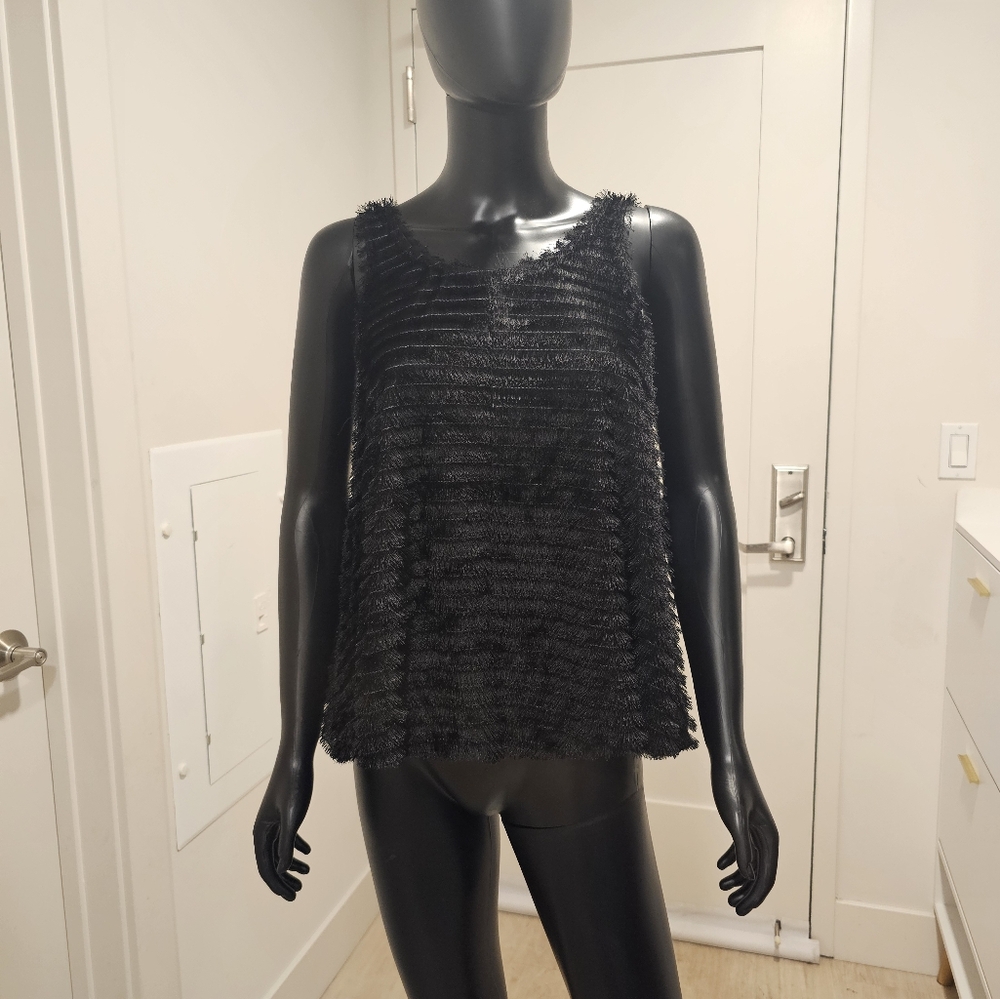 Black Ruffled Relaxed Tank Top